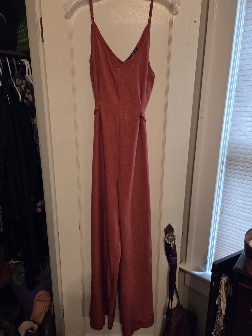 West Kei Rust Orange Wide-Leg Spaghetti Strap Jumpsuit